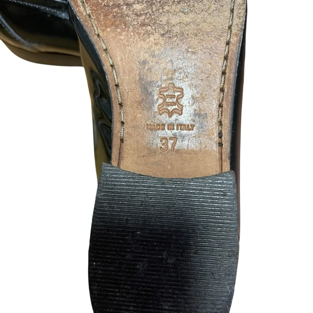 Clarus Black & Cream Patent‎ Leather Loafers Moccasin Slip-On Flats Women’s 6.5